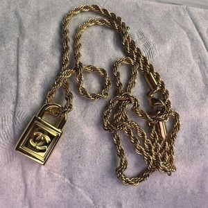 Chanel lock charm zipper pull ON CHAIN